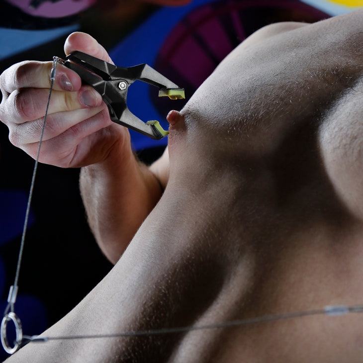 Fort Troff Hardwire Hangers heavy-duty nipple clamps with extra-wide silicone pads and ergonomic handles for secure grip and adjustable tension.