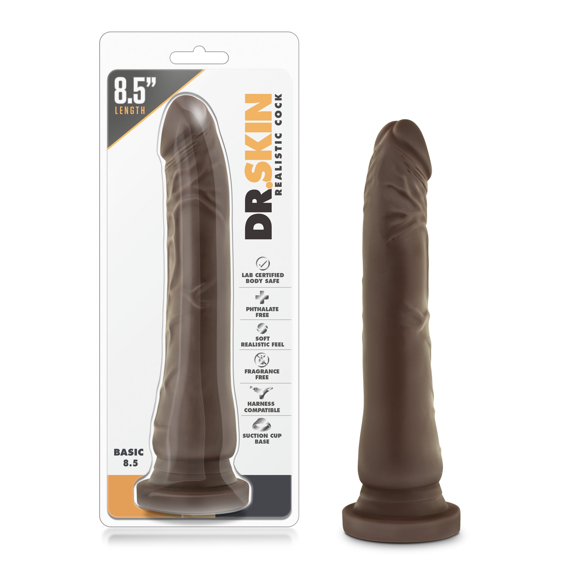 Dr. Skin Basic 8.5 in. Dildo Brown