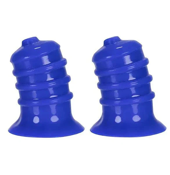 Hunkyjunk ELONG Wide Base Nipsuckers in blue for enhanced nipple stimulation and pleasure.