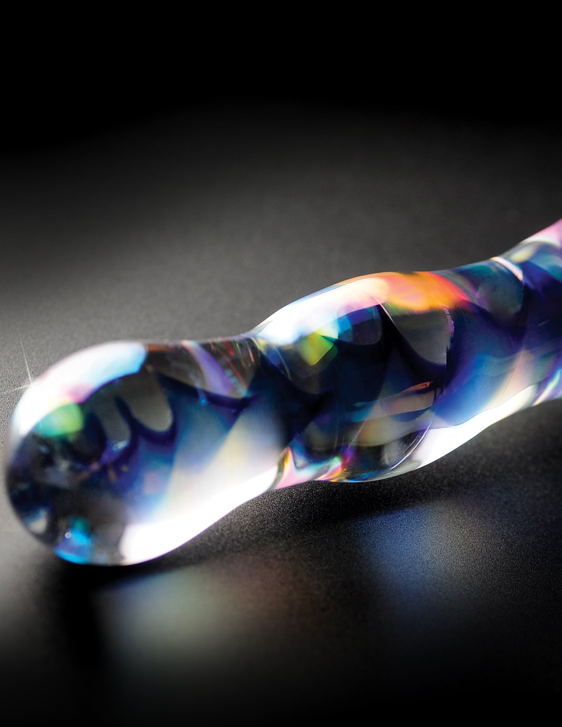 Icicles No. 8 Wavy 7 in. Glass Dildo Blue/Clear