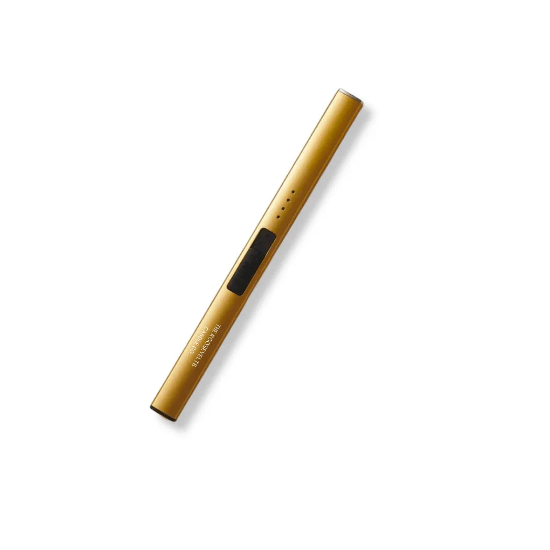 Gold flameless candle lighter by The Roosevelts Candle Co.