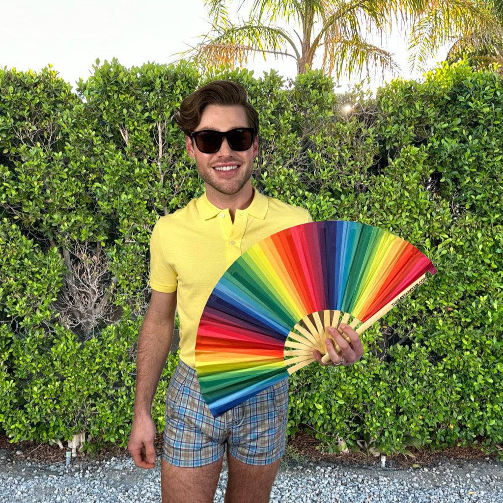Rainbow Folding Fan by Hand Fan