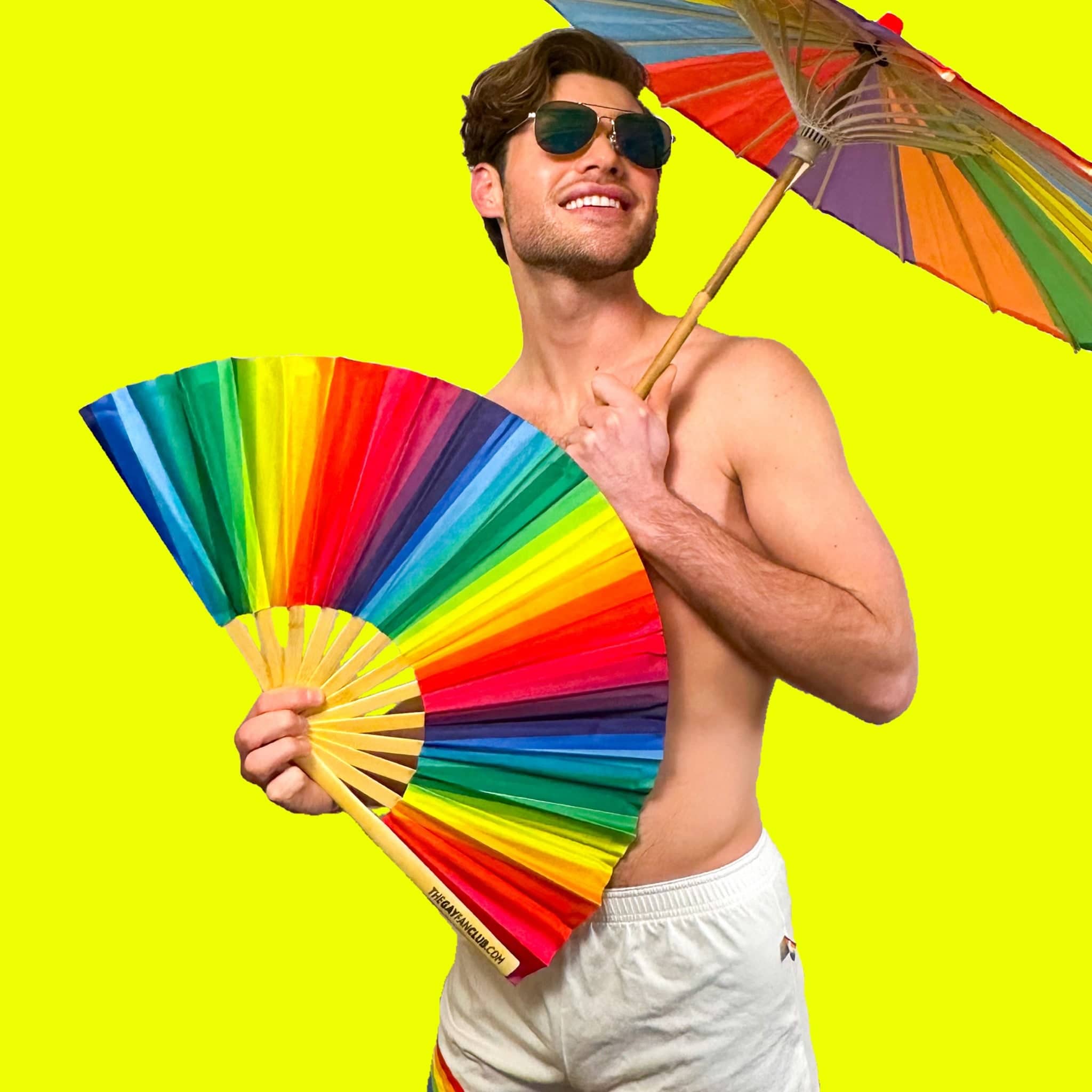 Rainbow Folding Fan by Hand Fan