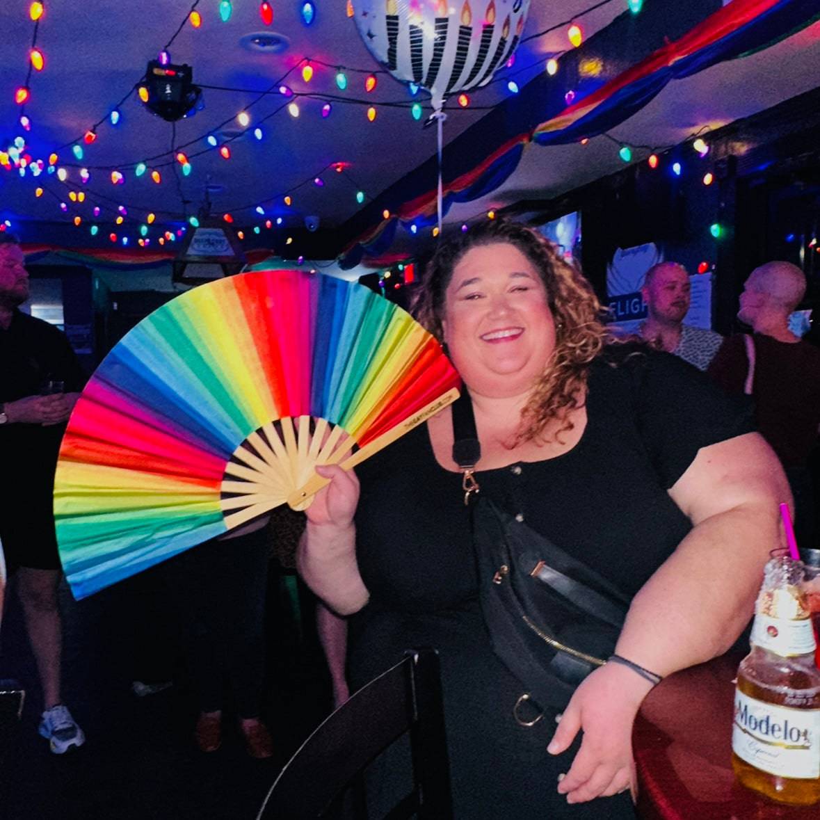 Rainbow Folding Fan by Hand Fan