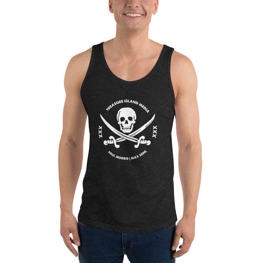 TIMXXX White Logo Tank Top with sleeveless design and front logo.