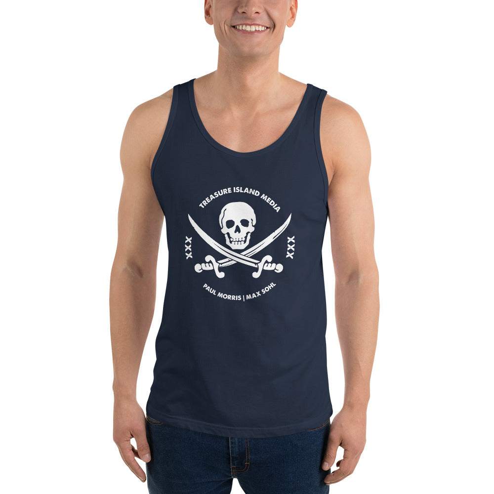 TIMXXX White Logo Tank Top with iconic logo, casual sleeveless design.