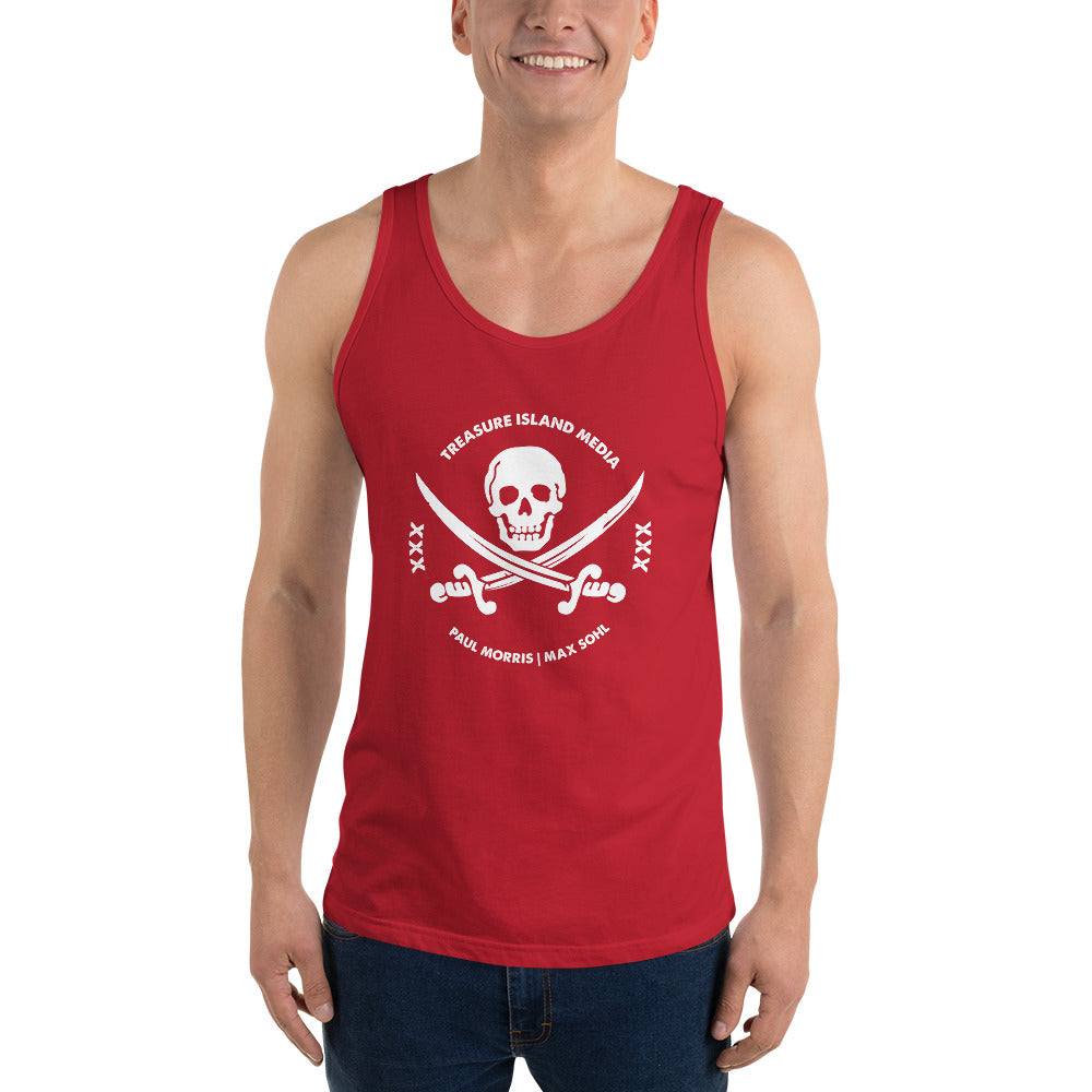 TIMXXX White Logo Tank Top with iconic logo, sleeveless, relaxed fit.