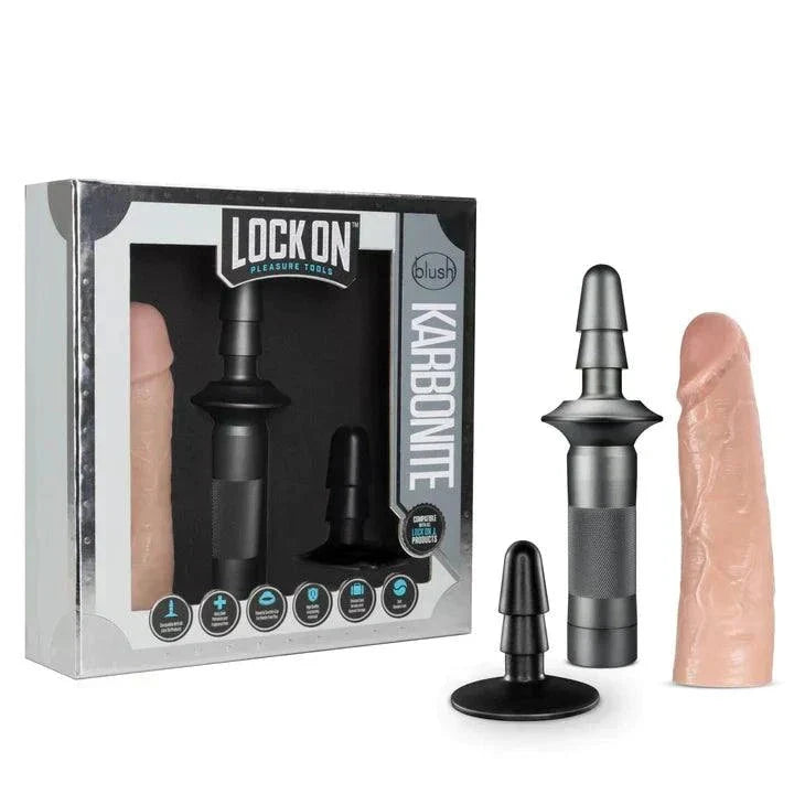 Blush Lock On Karbonite Realistic 7.75 in. Dildo with Handle & Suction Cup Adapter by Anal Toys & Stimulators
