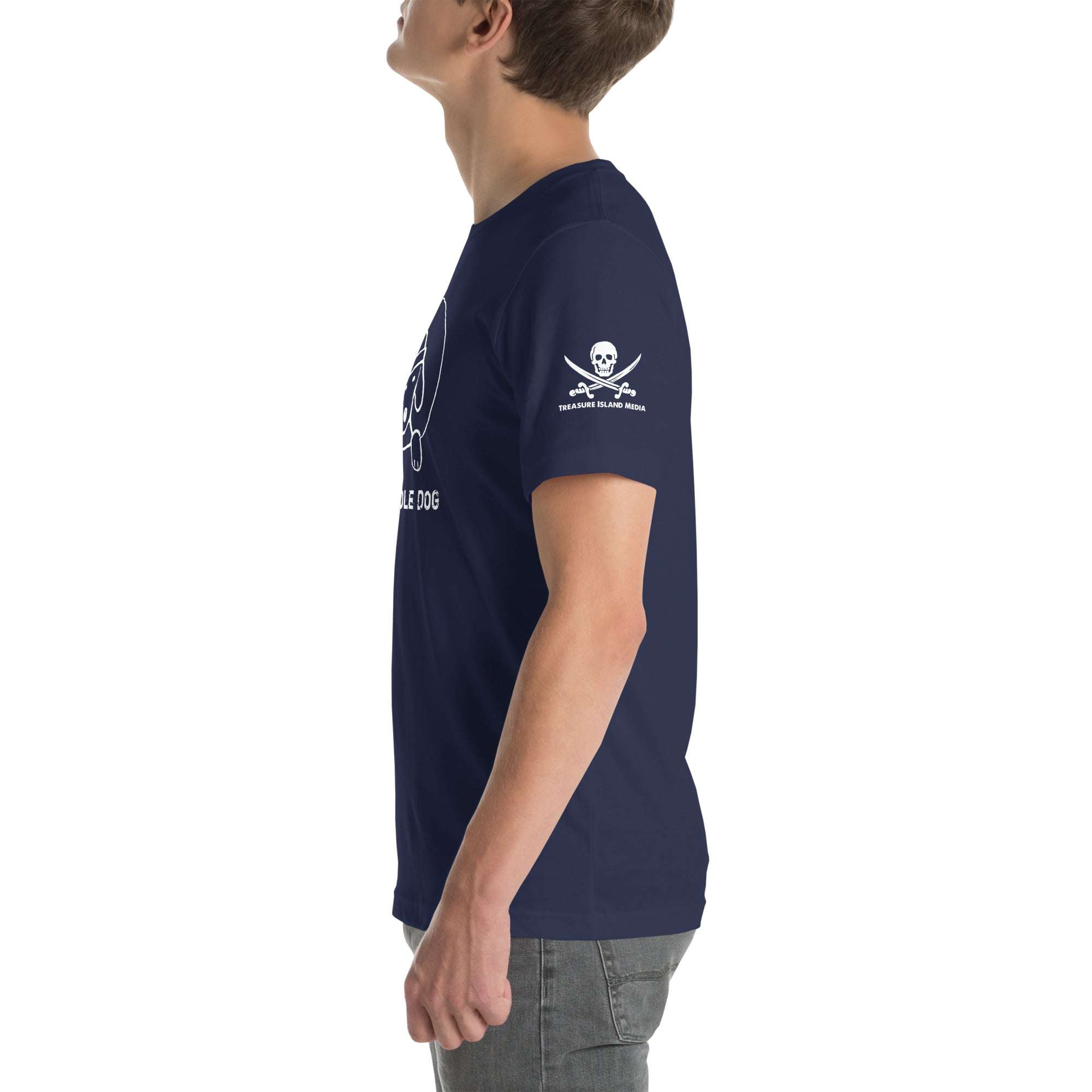 Navy blue Gloryhole Dog T-shirt with playful graphic and relaxed fit.