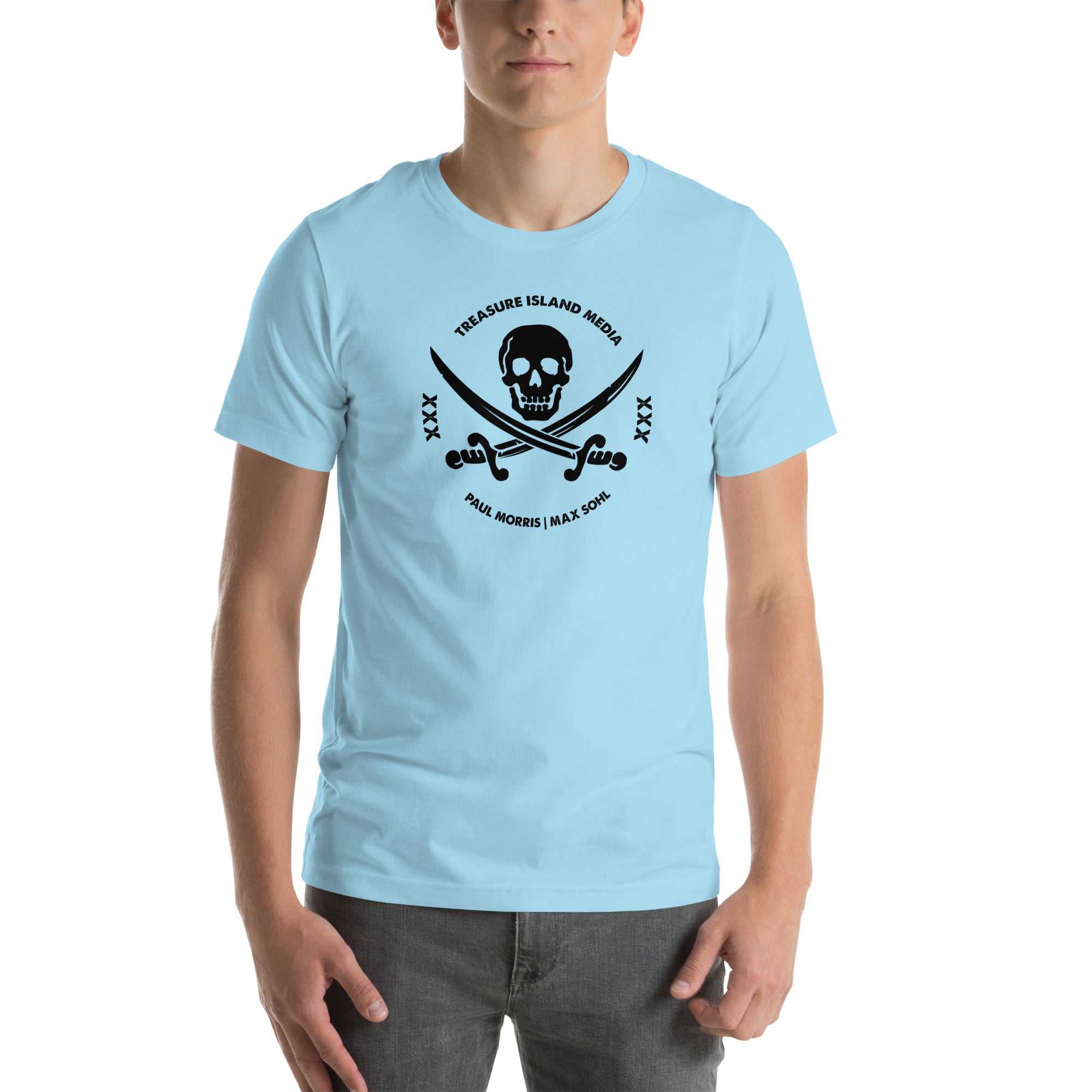 Man wearing TIMXXX Black Logo T-Shirt, featuring iconic logo on front.