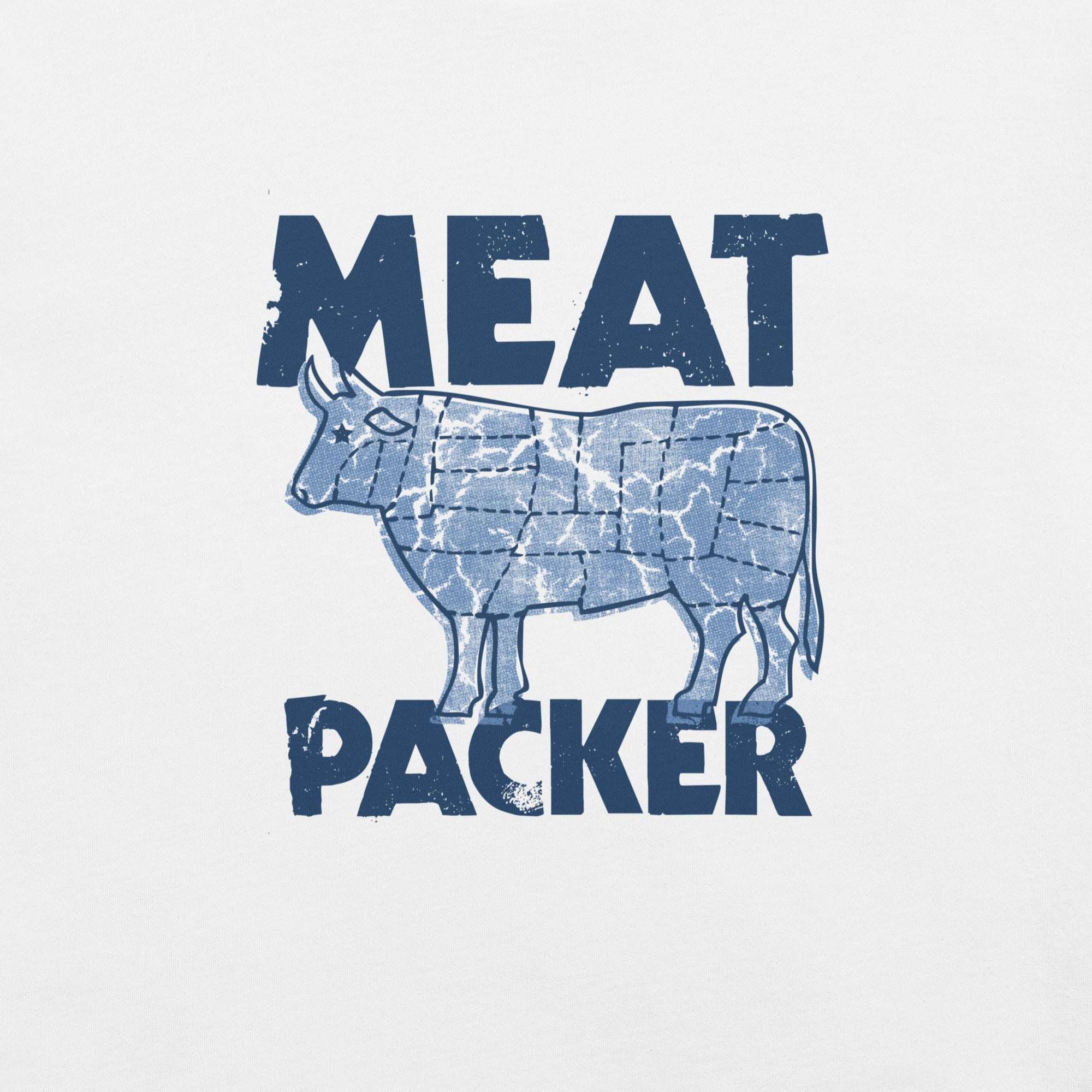 "Meat Packer T-Shirt with cow graphic, eco-friendly, comfy cotton fabric"