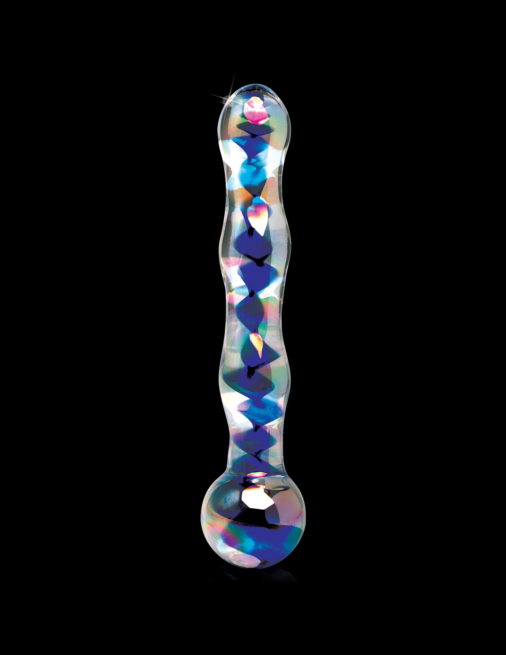 Icicles No. 8 Wavy 7 in. Glass Dildo Blue/Clear