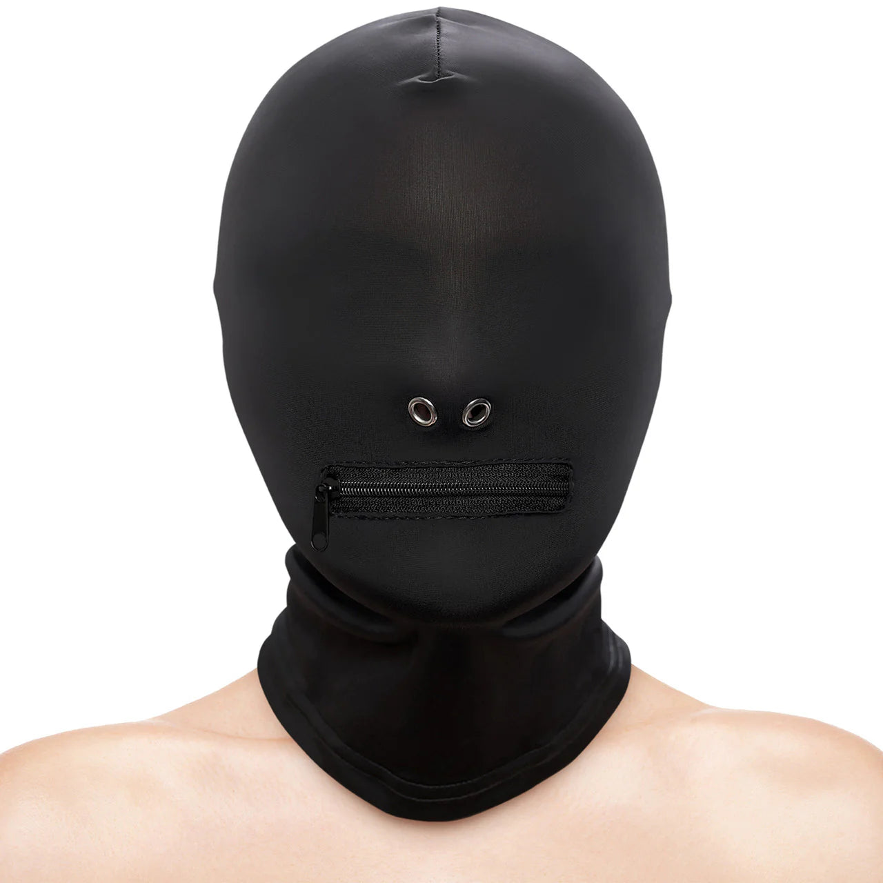 Fetish & Fashion Zippered Mouth Hood Black