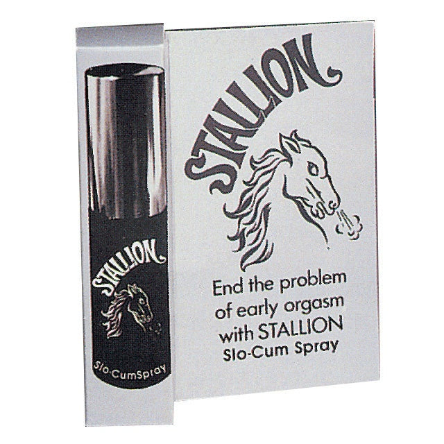 Stallion Spray Delay package with horse logo, designed to enhance stamina and performance.