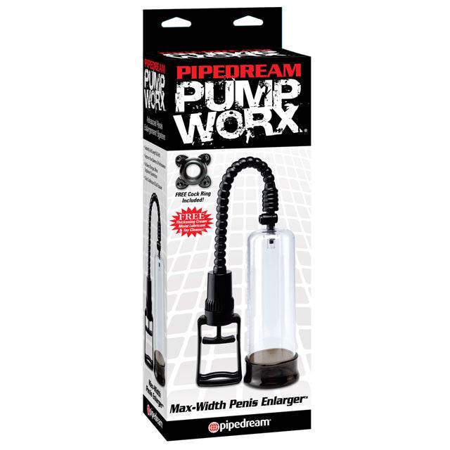 Pipedream Pump Worx Max-Width Penis Enlarger Pump Clear/Black by Cock & Balls