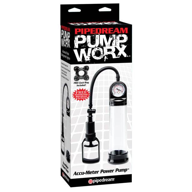 Pipedream Pump Worx Accu-Meter Power Pump Clear/Black by Cock & Balls