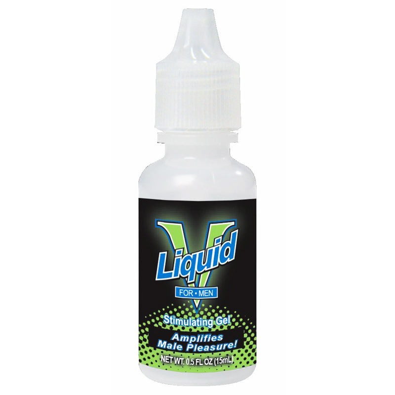 Liquid V for Men Stimulating Gel bottle for enhancing male sensation and performance.
