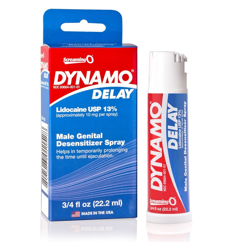 Screaming O Dynamo Delay Spray 0.75oz male genital desensitizer with 13% lidocaine for delaying ejaculation and enhancing sexual endurance