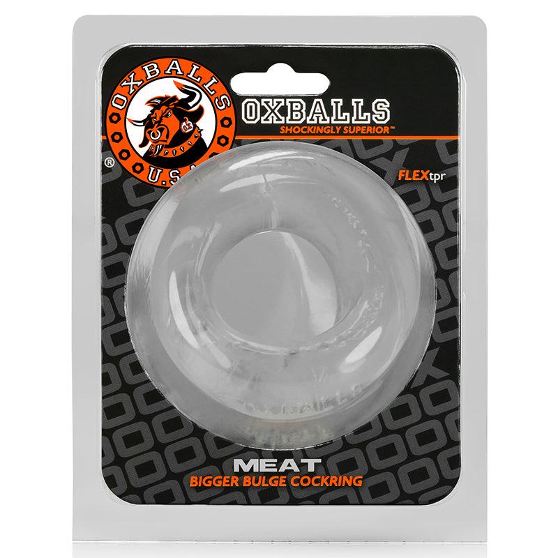 Clear OxBalls Meat padded cockring in black and orange branded packaging designed for enhanced sexual performance