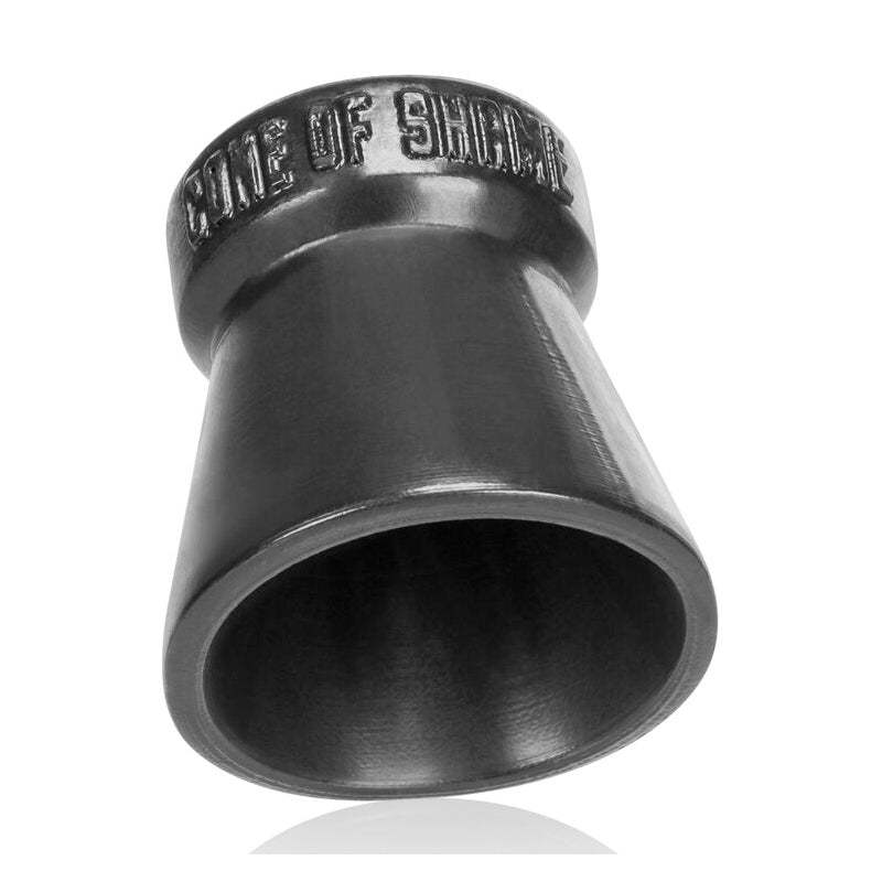 OxBalls Cone Of Shame Chastity Cockring in Black, BDSM restraint device.