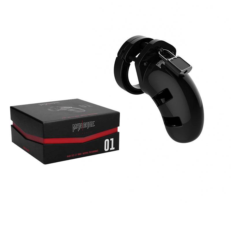 Shots ManCage Model 01 Adjustable 3.5 in. Chastity Cock Cage Black by Bondage & Fetish Toys