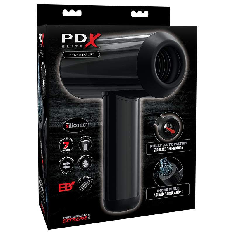 PDX Elite Hydrobator male masturbator with hydro-powered technology and vibration modes.