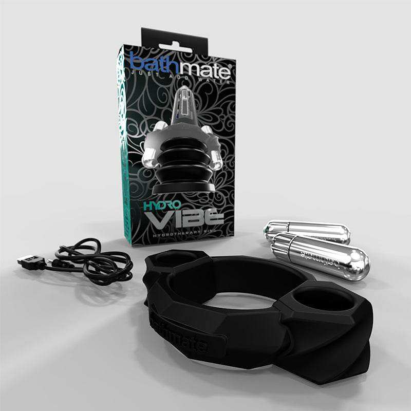Bathmate Hydro Vibe male enhancement device with vibrating function and accessories.