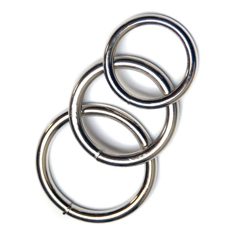 Kinklab Steel O Rings 3 pack stainless steel bondage rings with polished finish and 1.5 inch diameter