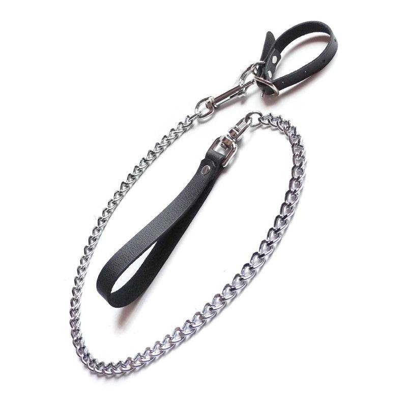 Kinklab Buckling Cock Ring and Chain Leash Set by Cock & Balls