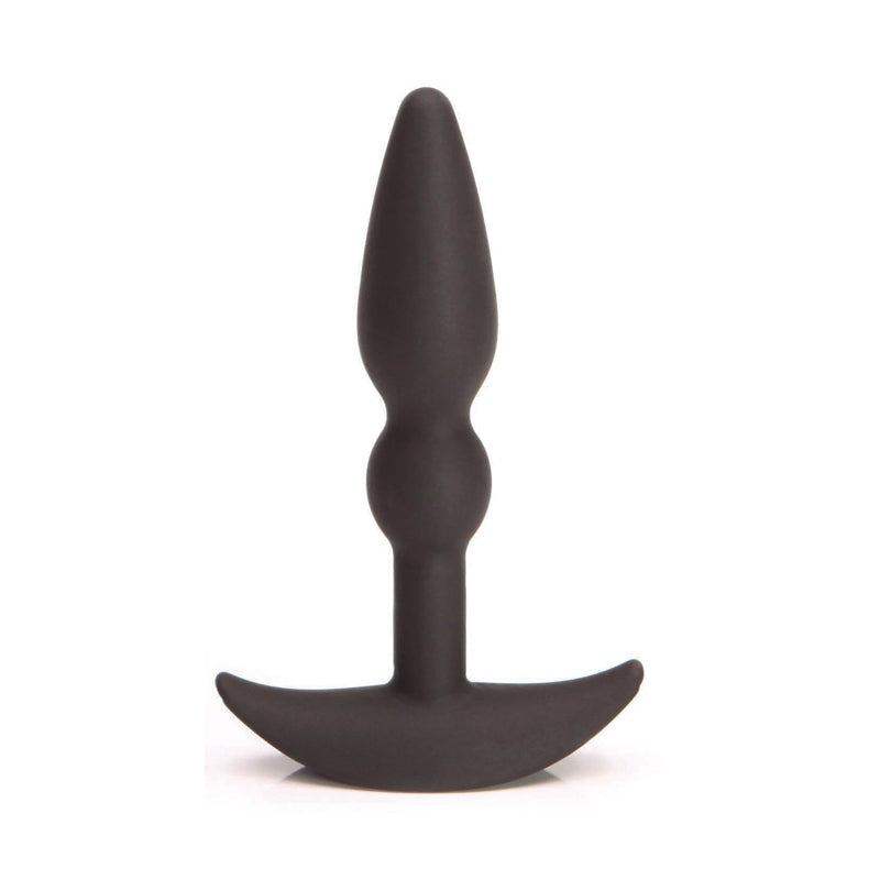 Tantus Perfect Plug in black, premium silicone anal plug with tapered shape and flared base.