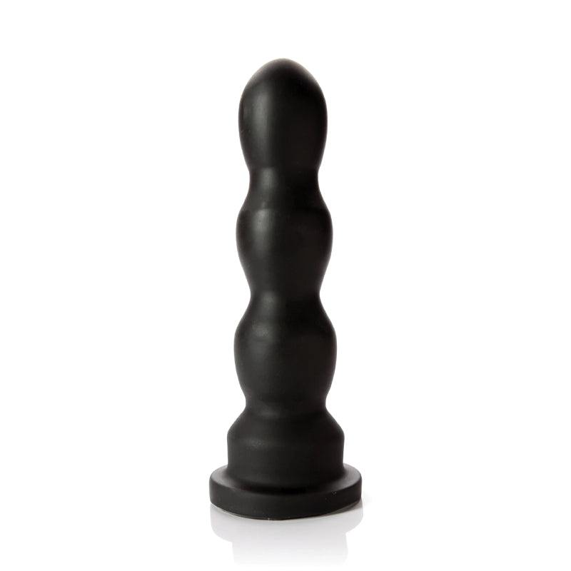 Tantus Buck Premium Silicone Anal Plug Onyx Black with tapered design and wide base for safe play.