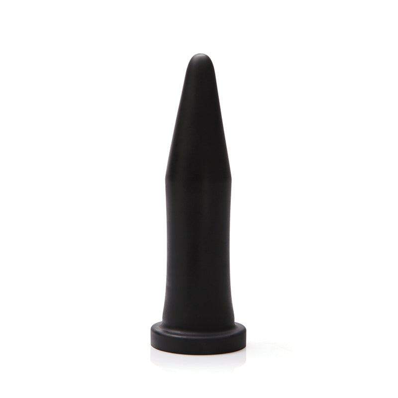 Tantus Inner Band Anal Trainer in black silicone with tapered tip and flared base for anal muscle training and safe play