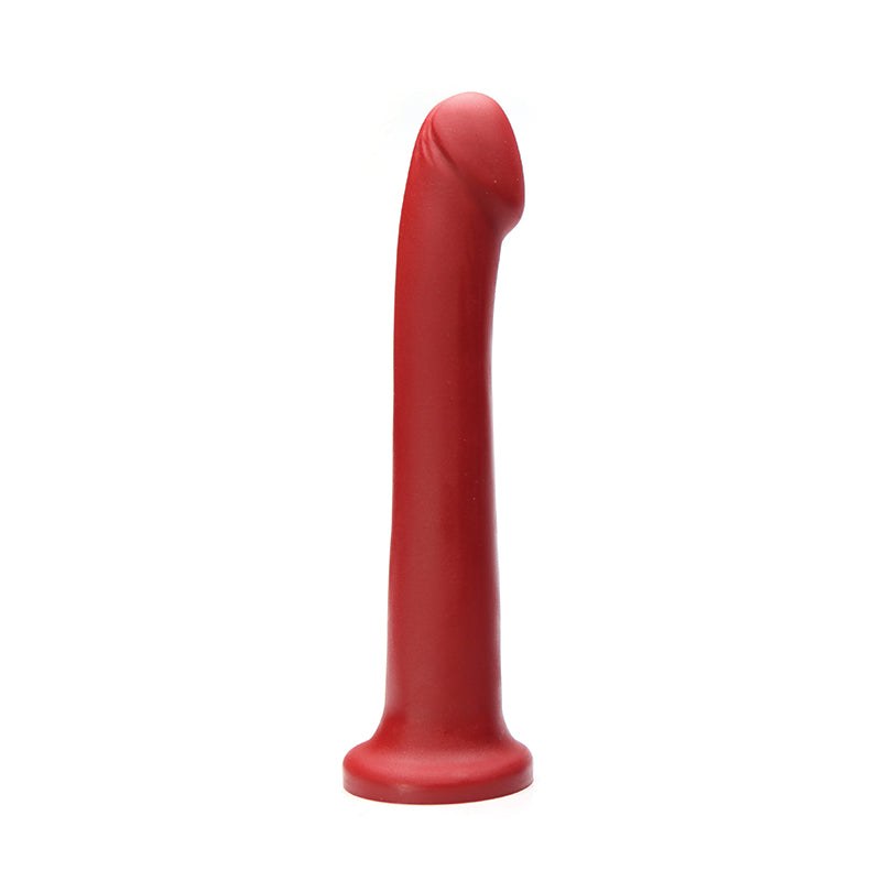 Tantus Hook Premium Silicone Dildo in True Blood Red with a firm, silky design for intense stimulation and versatile use.