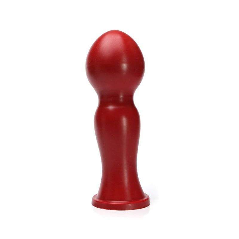 Tantus Nuke Premium Silicone XL Dildo in True Blood Red, extra-large, body-safe, intense stimulation.