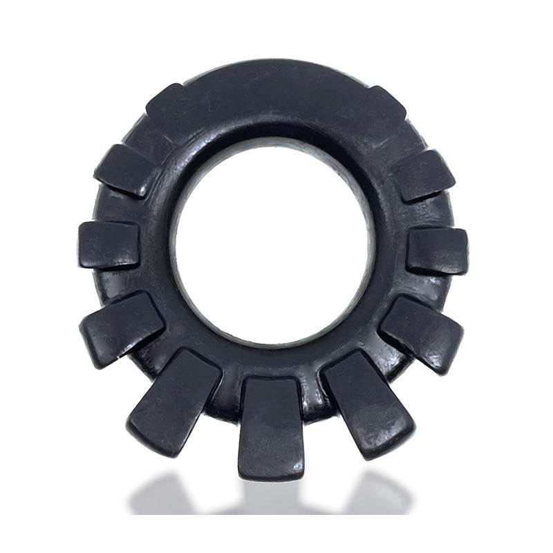 Oxballs Cock-Lug lugged silicone cockring, durable and flexible for enhanced pleasure, black.