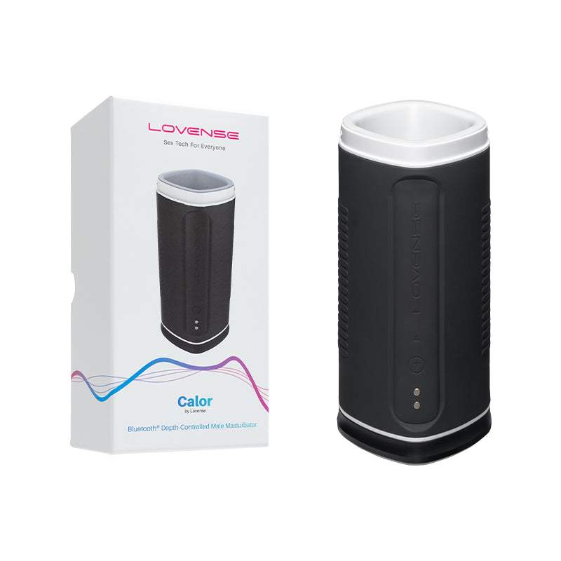 Lovense Calor app-compatible vibrating and heating masturbator with packaging.