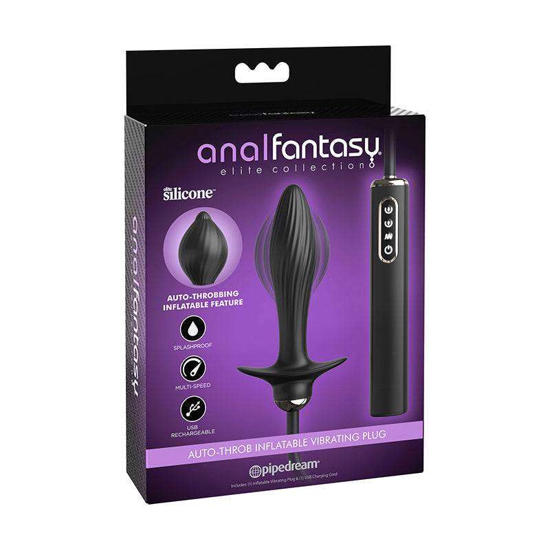 Pipedream Anal Fantasy auto-throbbing inflatable vibrating silicone butt plug with remote control in purple packaging