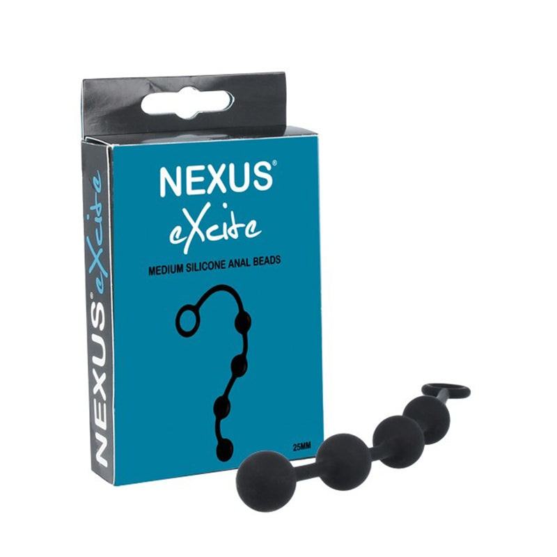 Nexus EXCITE Anal Beads Silicone Medium Black - high-quality silicone anal beads for enhanced pleasure.