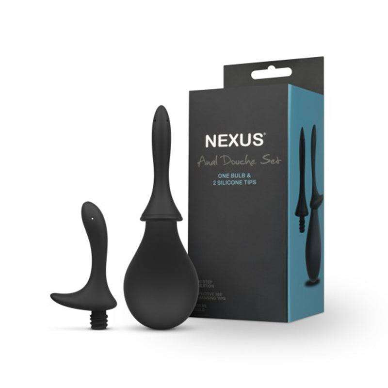 Nexus Anal Douche Set Silicone Black with three different-sized black silicone douches for comfortable anal hygiene.