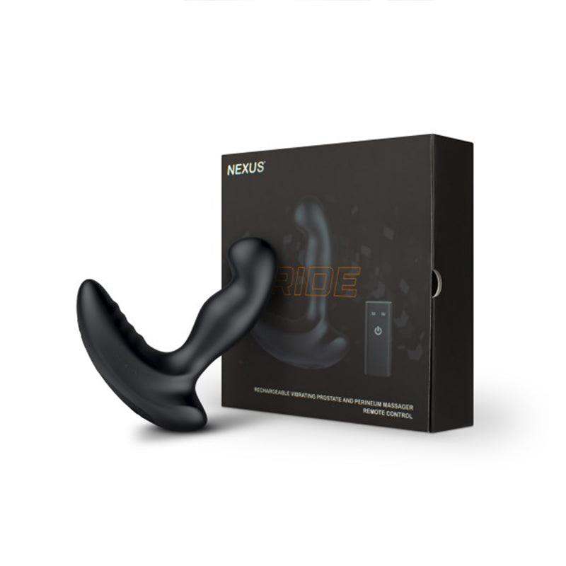 Nexus Ride Remote Control Prostate Dual Motor Vibrator Black with packaging box.