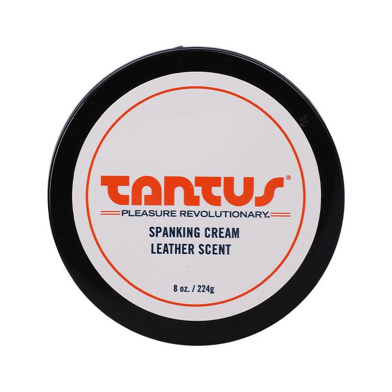 Tantus Apothecary Spanking Cream Leather Scent 8 oz jar.