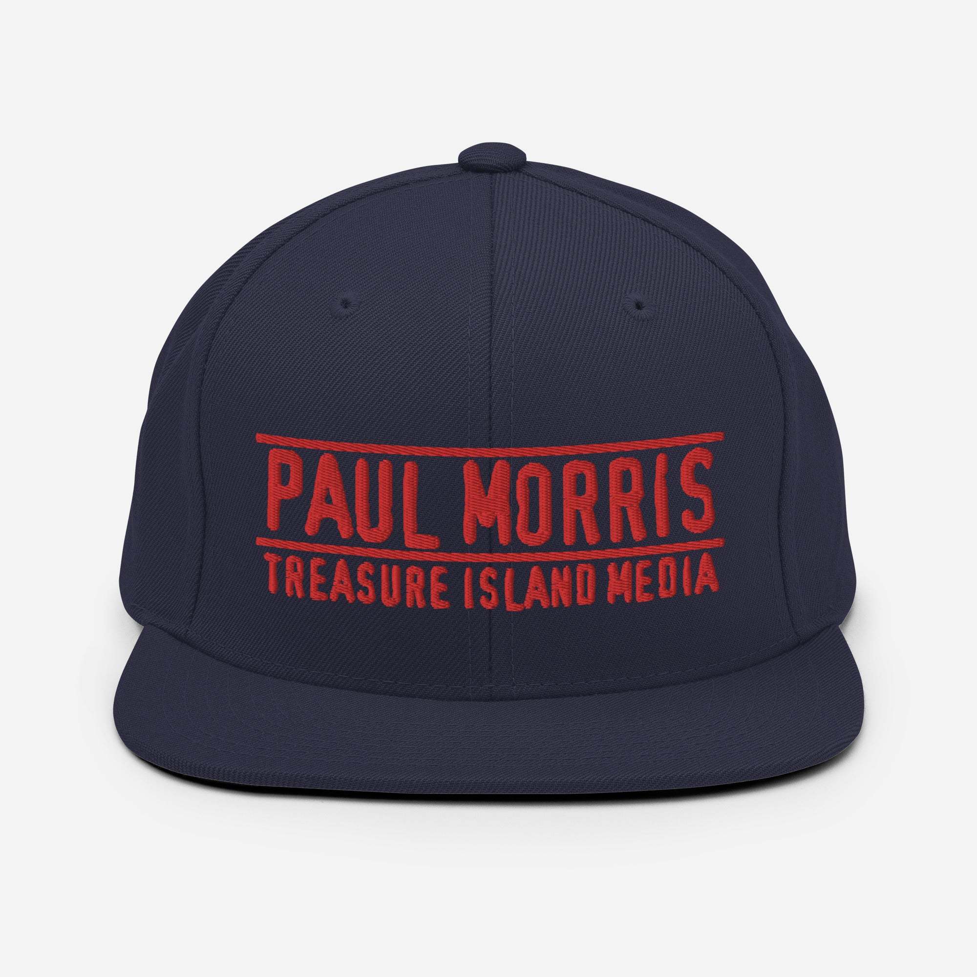 Paul Morris Edition Snapback Hat with red embroidered logo on front.