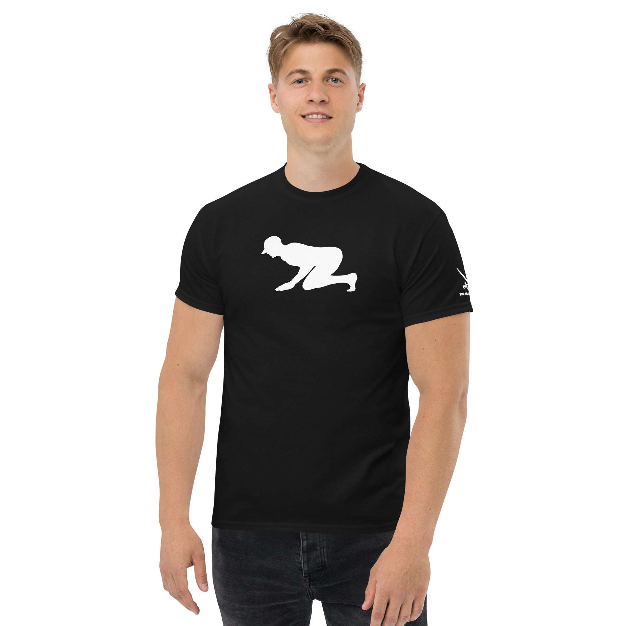 Black Cum Dump T-Shirt featuring bold white design for Treasure Island Media fans.