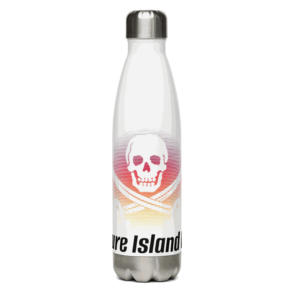 TIM Stainless Steel Water Bottle with logo, durable and insulated for hot and cold drinks.