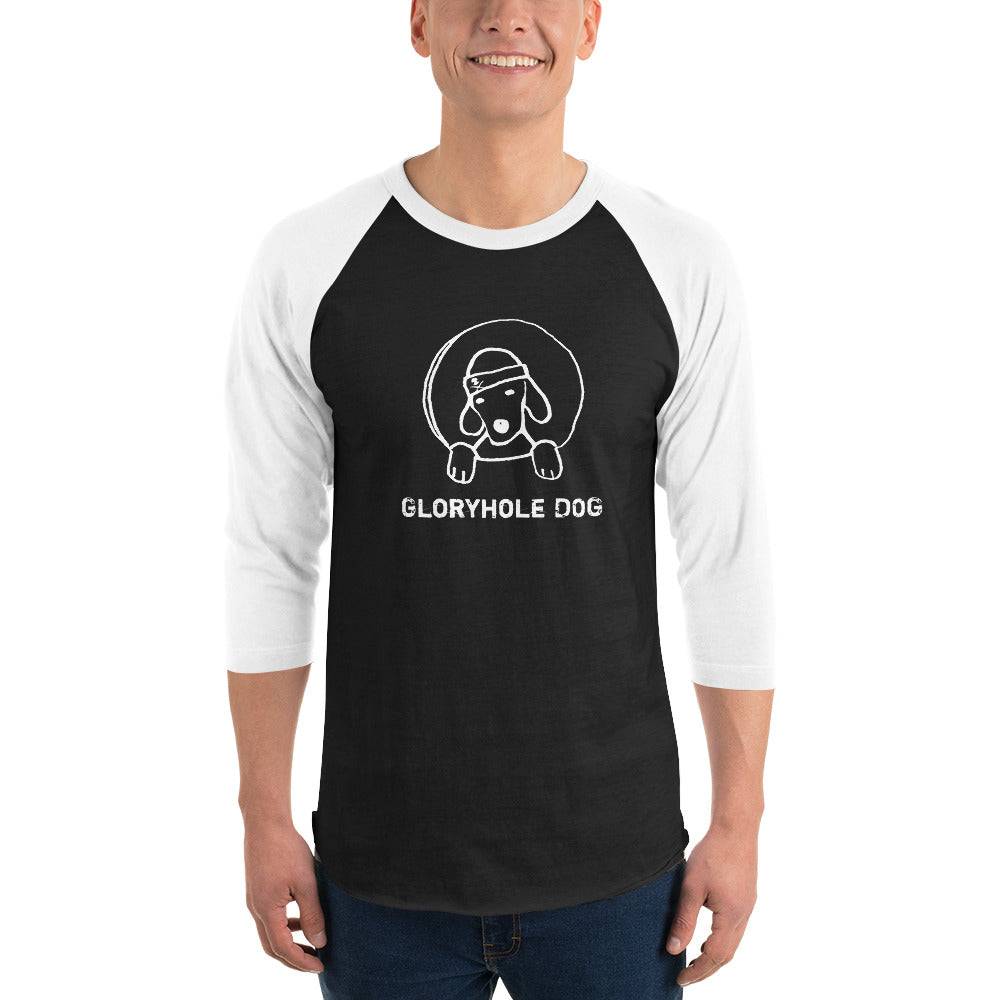 Gloryhole Dog Athletic Raglan Shirt with 3/4 Sleeve by Apparel