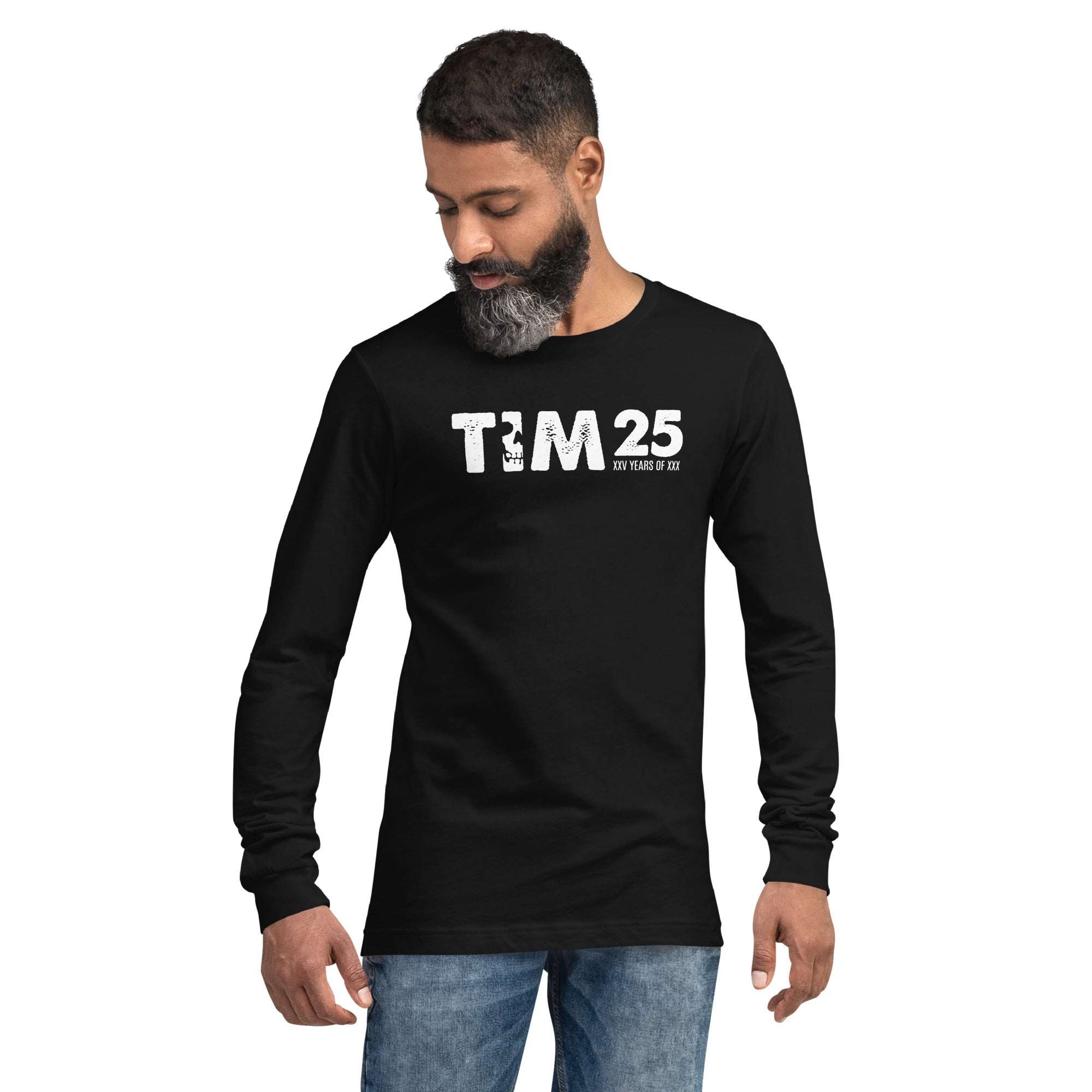 TIM 25th Anniversary Long Sleeve Tee in black with commemorative design.
