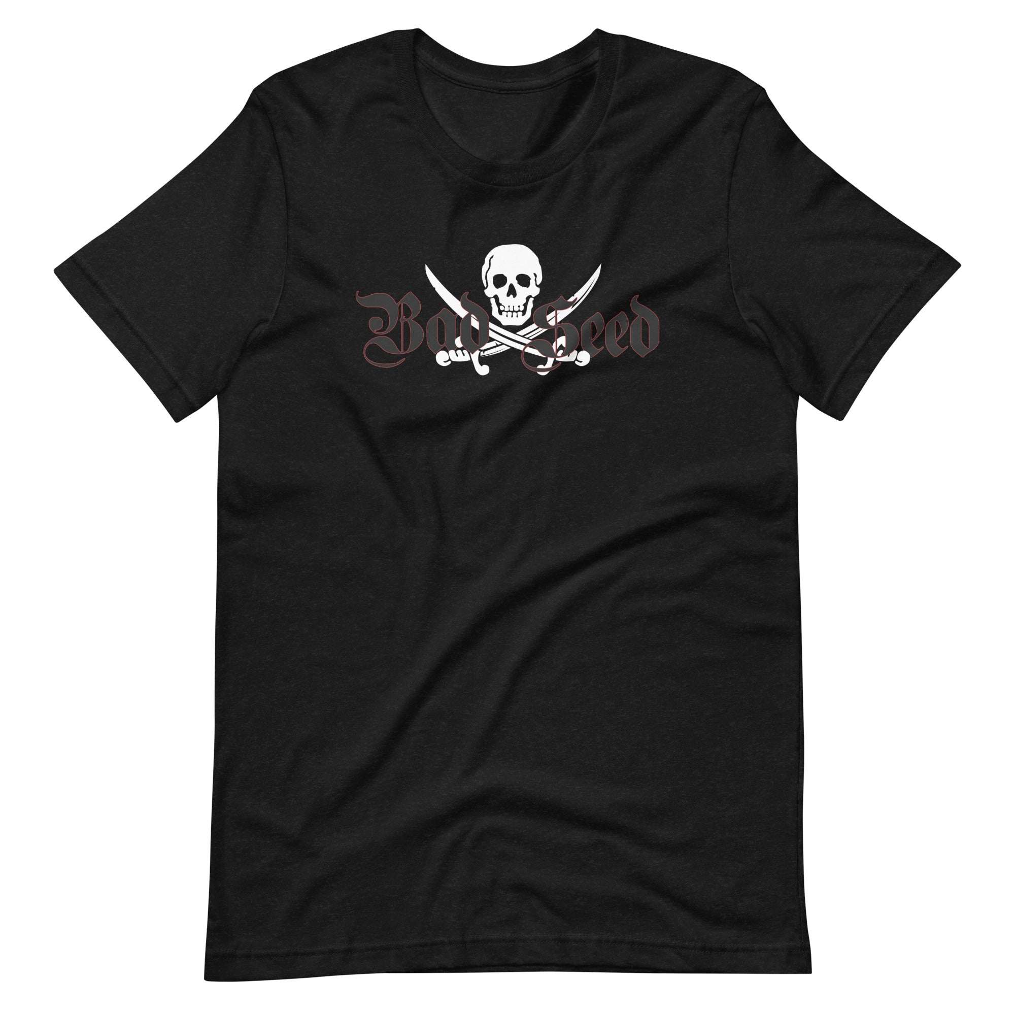 Black Bad Seed T-shirt with skull and crossbones graphic from TIM Collection by Treasure Island Media.