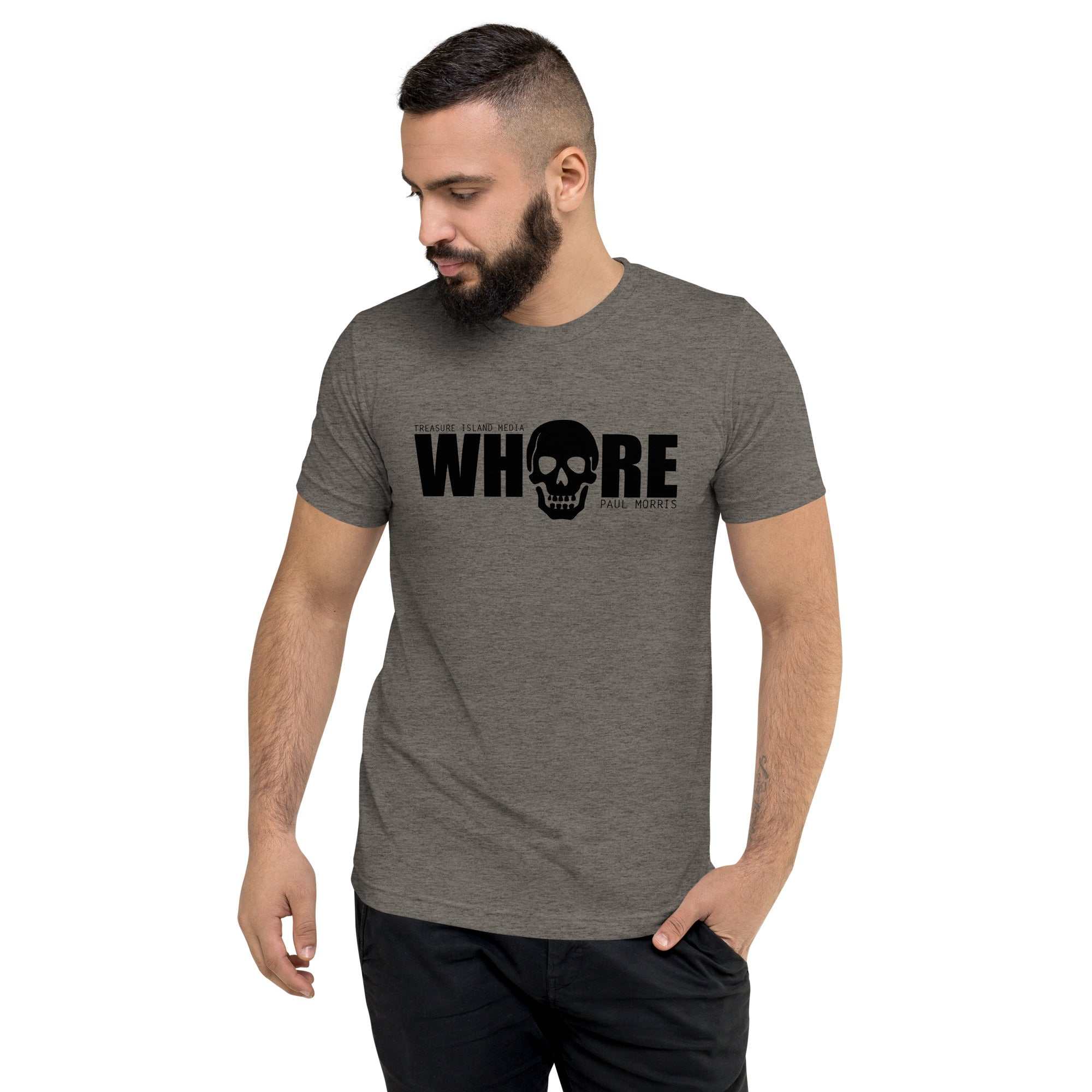 Edgy TIM Whore T-shirt with bold graphic design and relaxed fit.