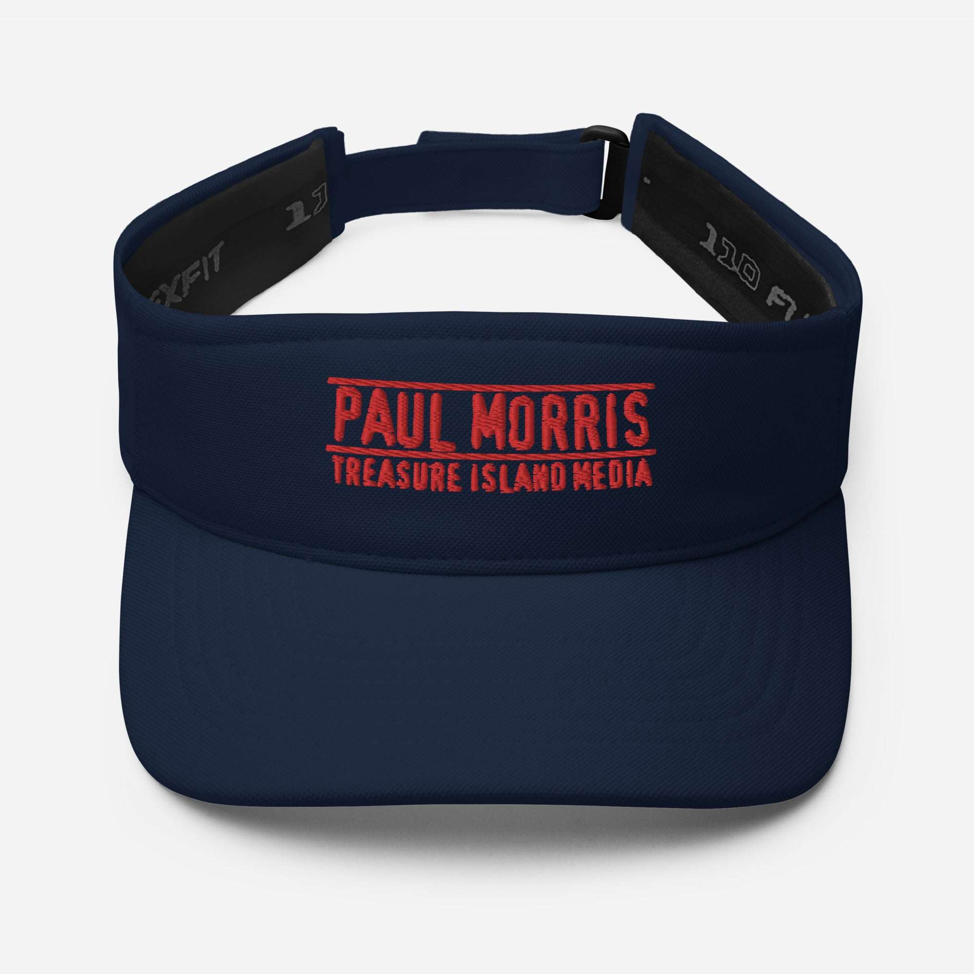 Paul Morris Edition Visor in navy blue with red embroidery and adjustable strap.