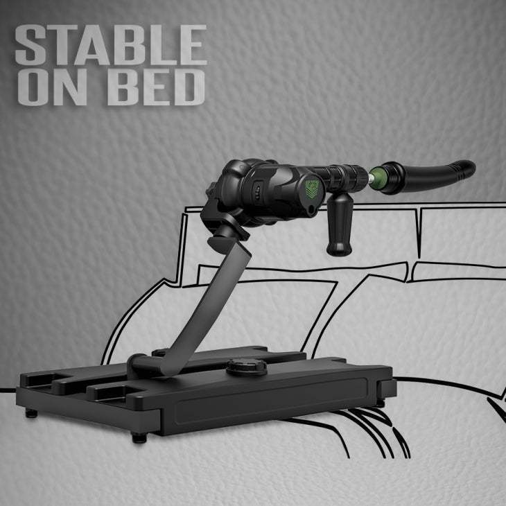 Fort Troff FT GUNNER 3-In-1 black fuck machine stable on bed, remote-controlled, modular design.